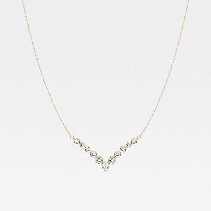 2 ctw Round Lab Grown Diamond Station Fashion Necklace 14K